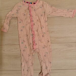 Magnetic me - Pink elephant footie - 6-9 mos. Small stain on top left & right